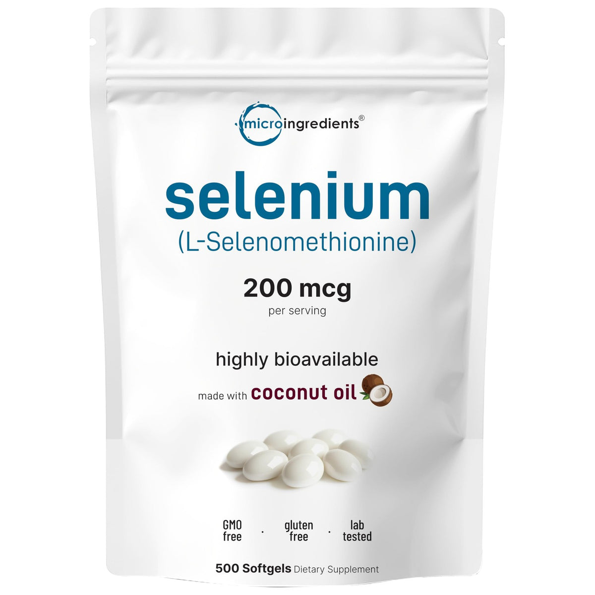 Selenium Supplements for Women & Men 200mcg Per Serving, 500 Softgels