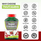 tnvitamins Cranberry Pills for Women & Men - 90 Capsules | Supports Urinary Tract Health* | Cranberry Concentrate Supplement | Bladder & Kidney Support* | Supports Women's Health* | Antioxidants
