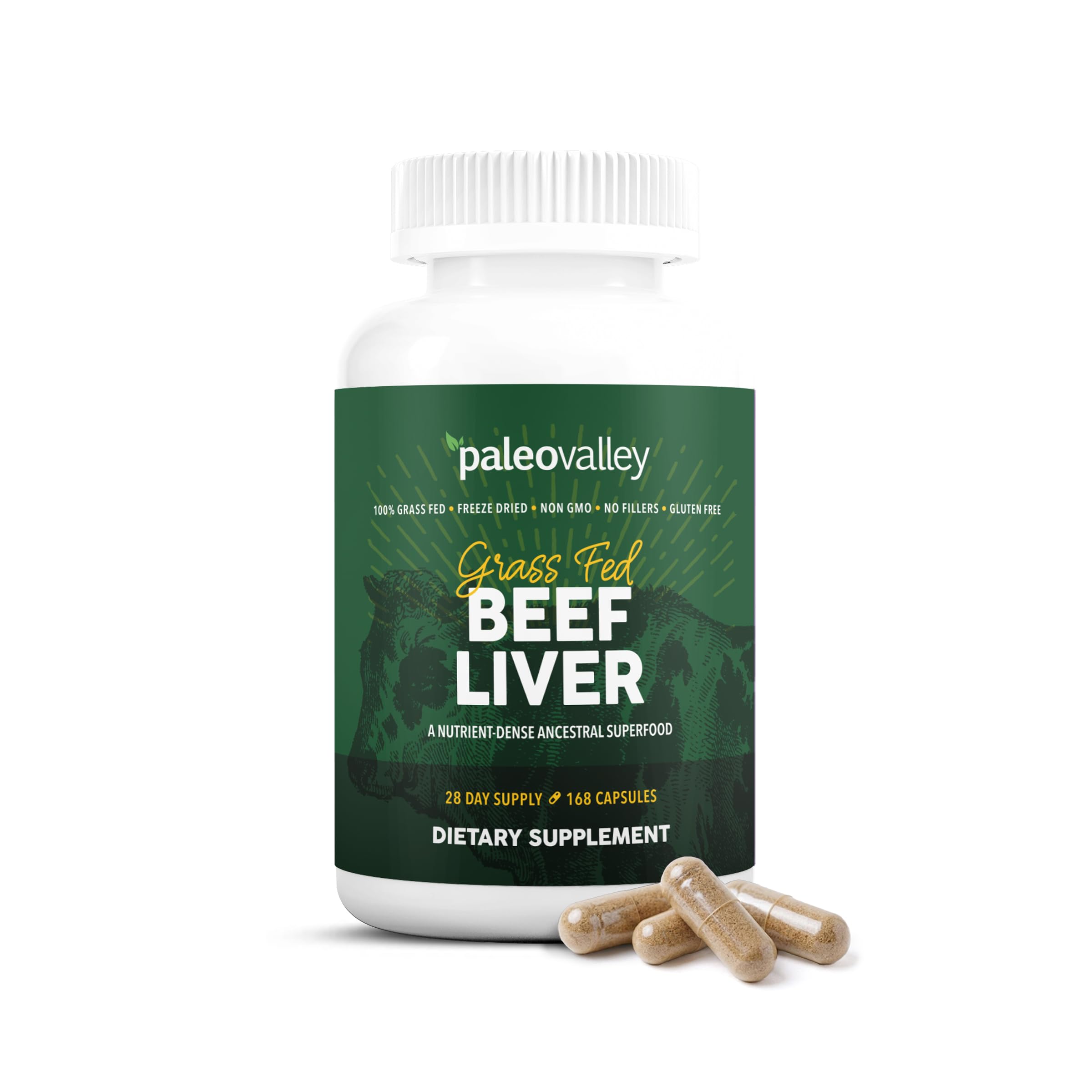 Paleovalley 100% Grass Fed Organ Complex, Beef Liver, Heart and Kidney | Whole Food Multivitamin, Vitamin B12 Supplement, Nutrient Dense Superfood, Freeze Dried, Pasture Raised, Ancestral Nutrition