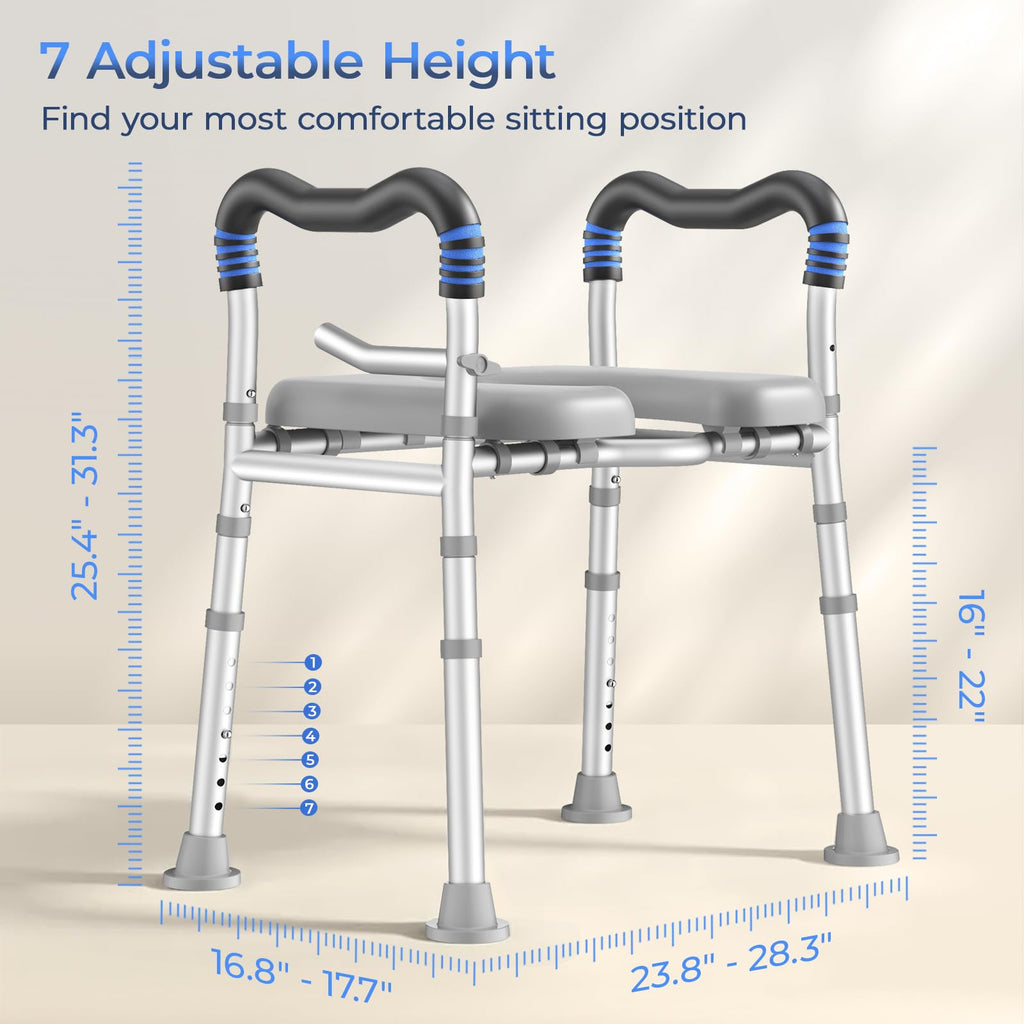 KingPavonini Raised Toilet Seat with Handles for Elderly, 500 lbs Capacity