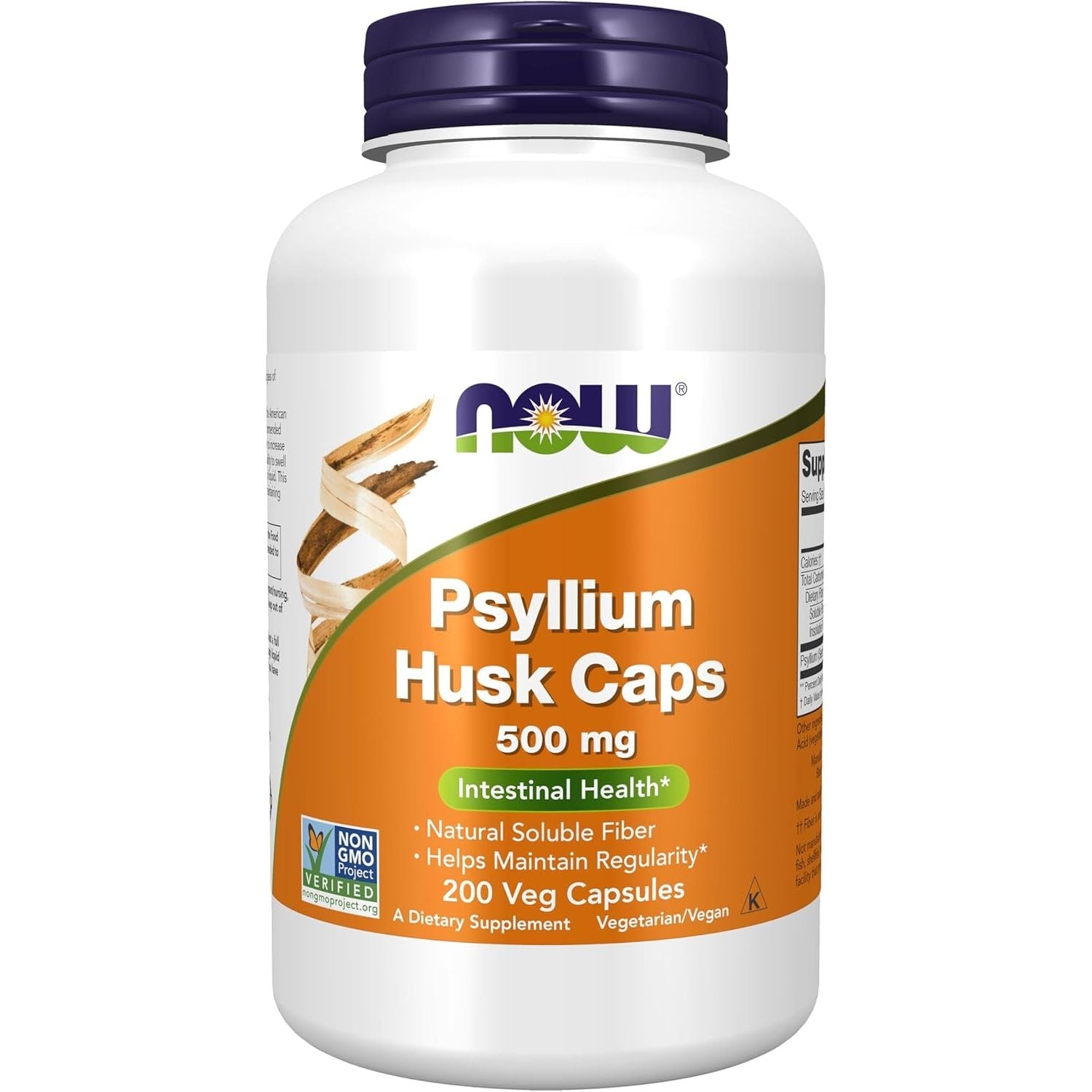 Buy now NOW Foods Supplements, Psyllium Husk Caps 500 mg, Non-GMO Project Verified, Natural Soluble Fiber, Intestinal Health*, 200 Veg Capsules at indiglob india