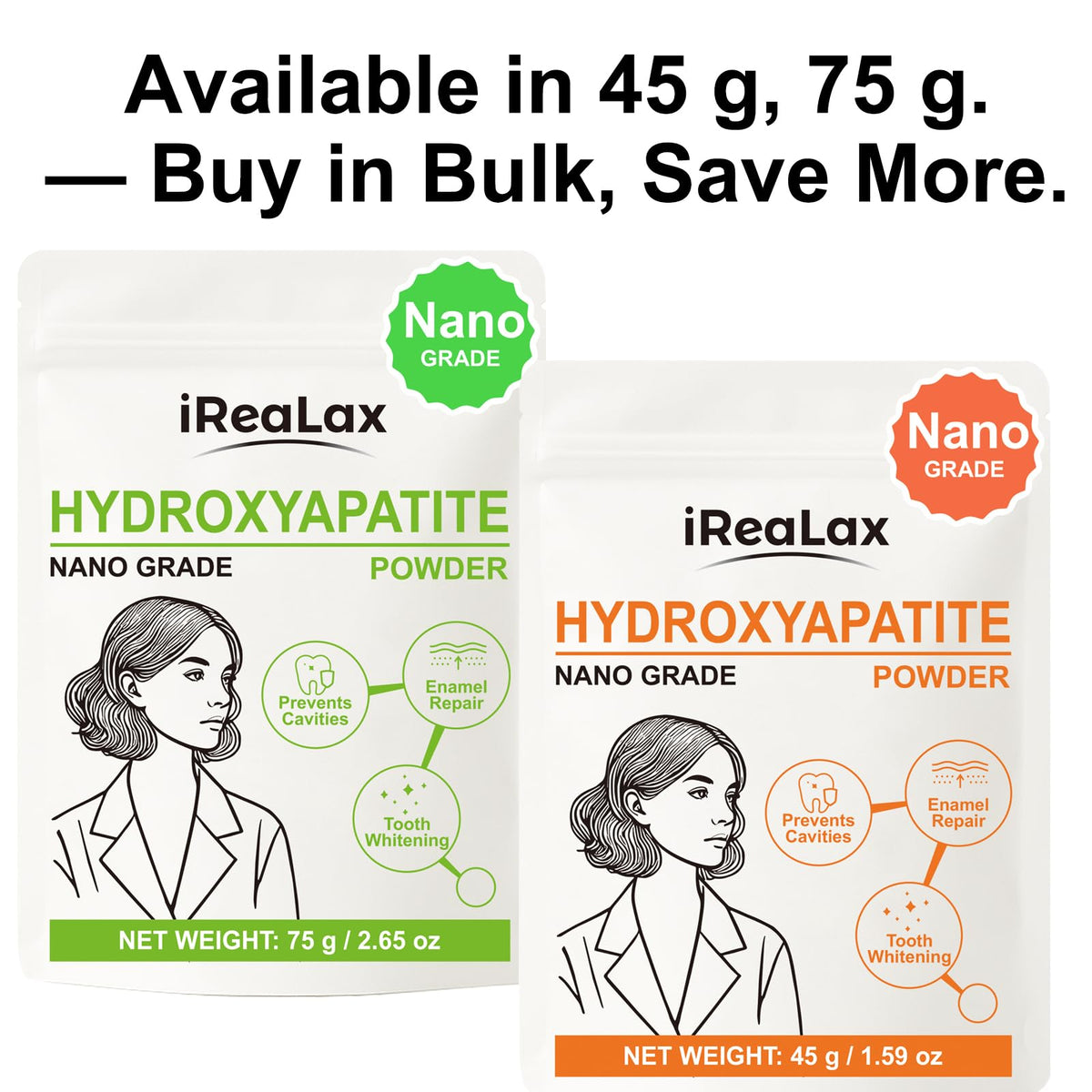 100% Pure Nano Hydroxyapatite Powder 45g (1.59 oz) | Nano Grade unflavored Hydroxyapatite Crystals for Teeth | DIY Formulations | nanohydroxyapatite Bulk