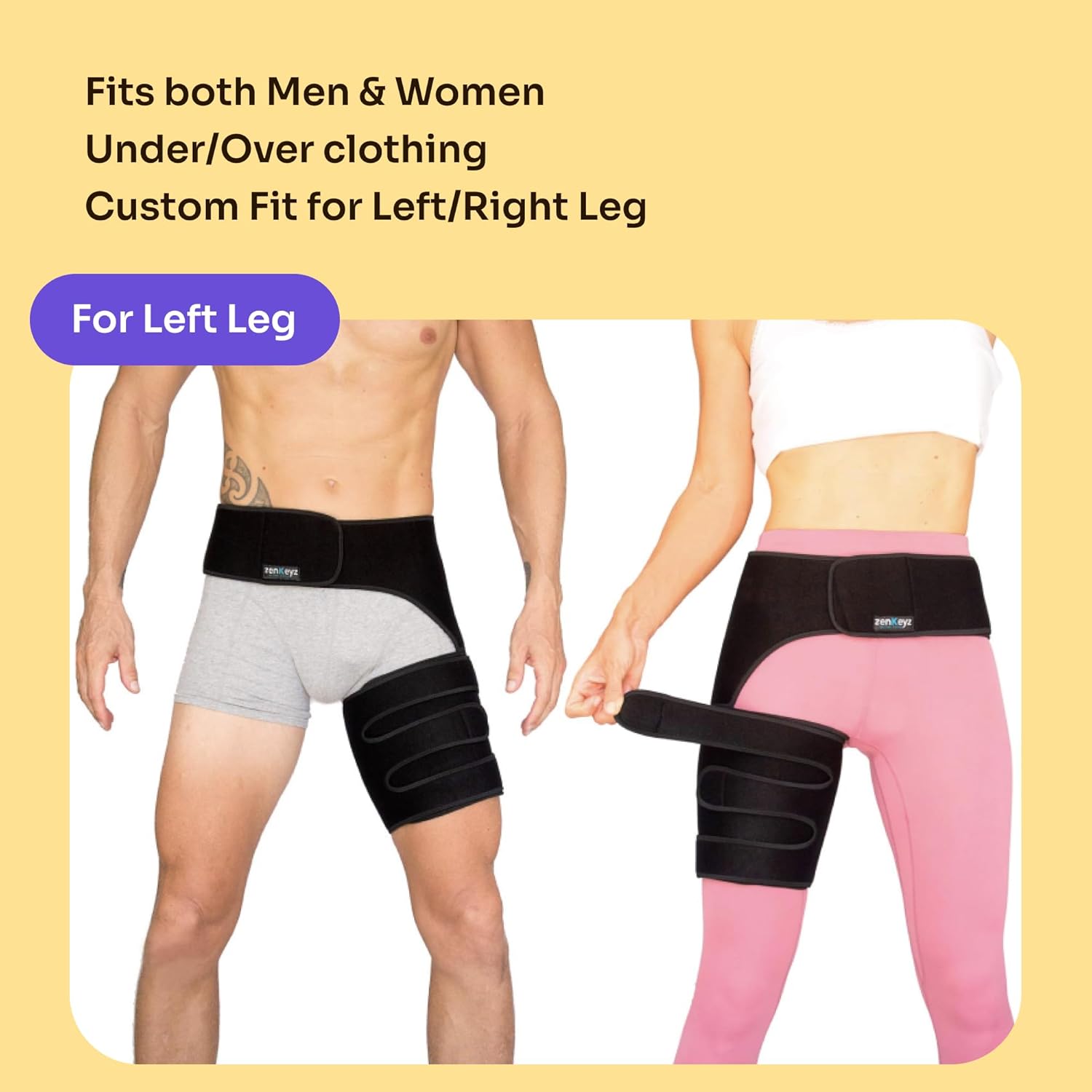 Buy now Copper Compression Hip Brace Sciatica - Groin Wrap for Pain Relief Thigh Compression Sleeve - Support for Hip Flexor Arthritis for Pulled Muscles-Sciatica Nerve Brace Injury for Men and Women (Left at indiglob india