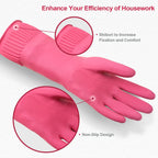 Buy now Mamison 2 Pairs Reusable Waterproof Household Dishwashing Cleaning Rubber Gloves, Non-Slip Kitchen Glove (Pink, Medium (Pack of 2)) at indiglob india