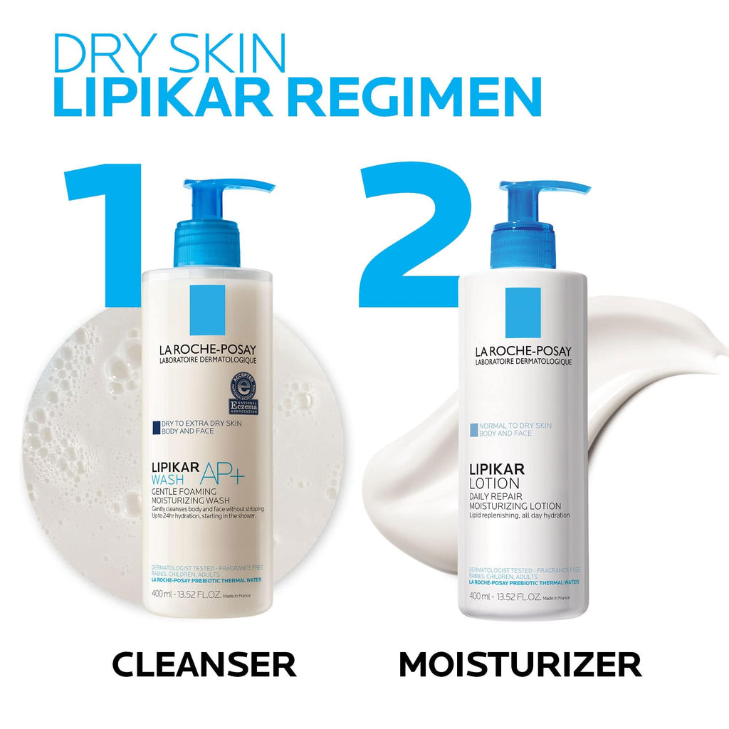 La Roche-Posay Lipikar Moisturizing Body Lotion for Dry Skin, 13.5oz | Fragrance free daily body moisturizer cream with shea butter for sensitive skin. Repairs dry, sensitive skin.