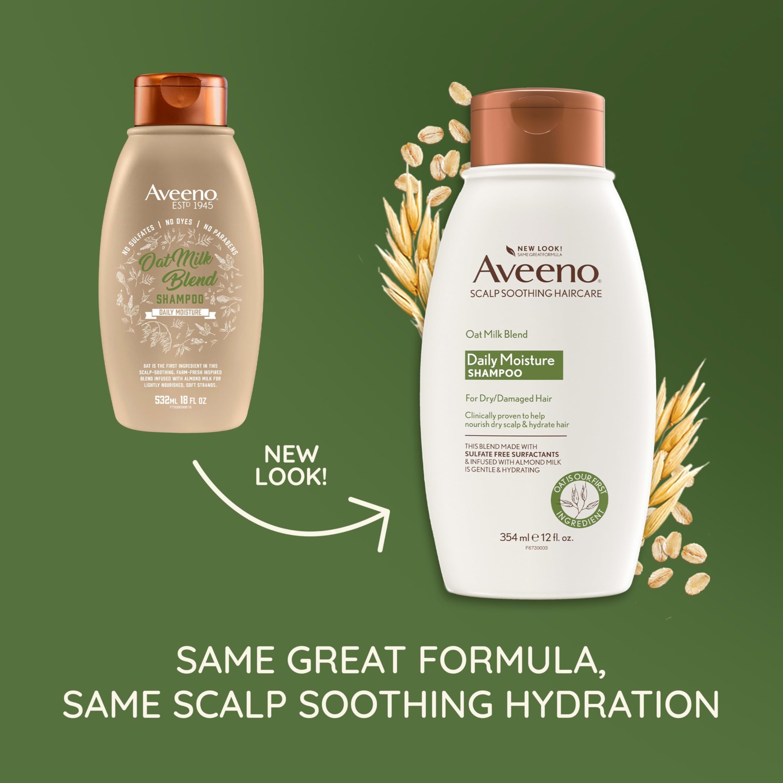 Aveeno Oat Milk Blend Moisturizing Shampoo, Ultra-Hydrating, for Dry, Damaged Hair, 12 fl oz