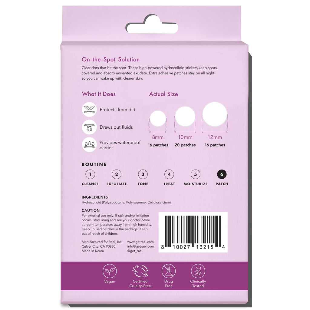 Buy now Rael Pimple Patches - Miracle Overnight Spot Cover, Thicker & Extra Adhesion, Hydrocolloid Acne Pimple Patch for Face, Zits & Blemishes, Korean Skin Care, 3 Sizes (52 Count) at indiglob india