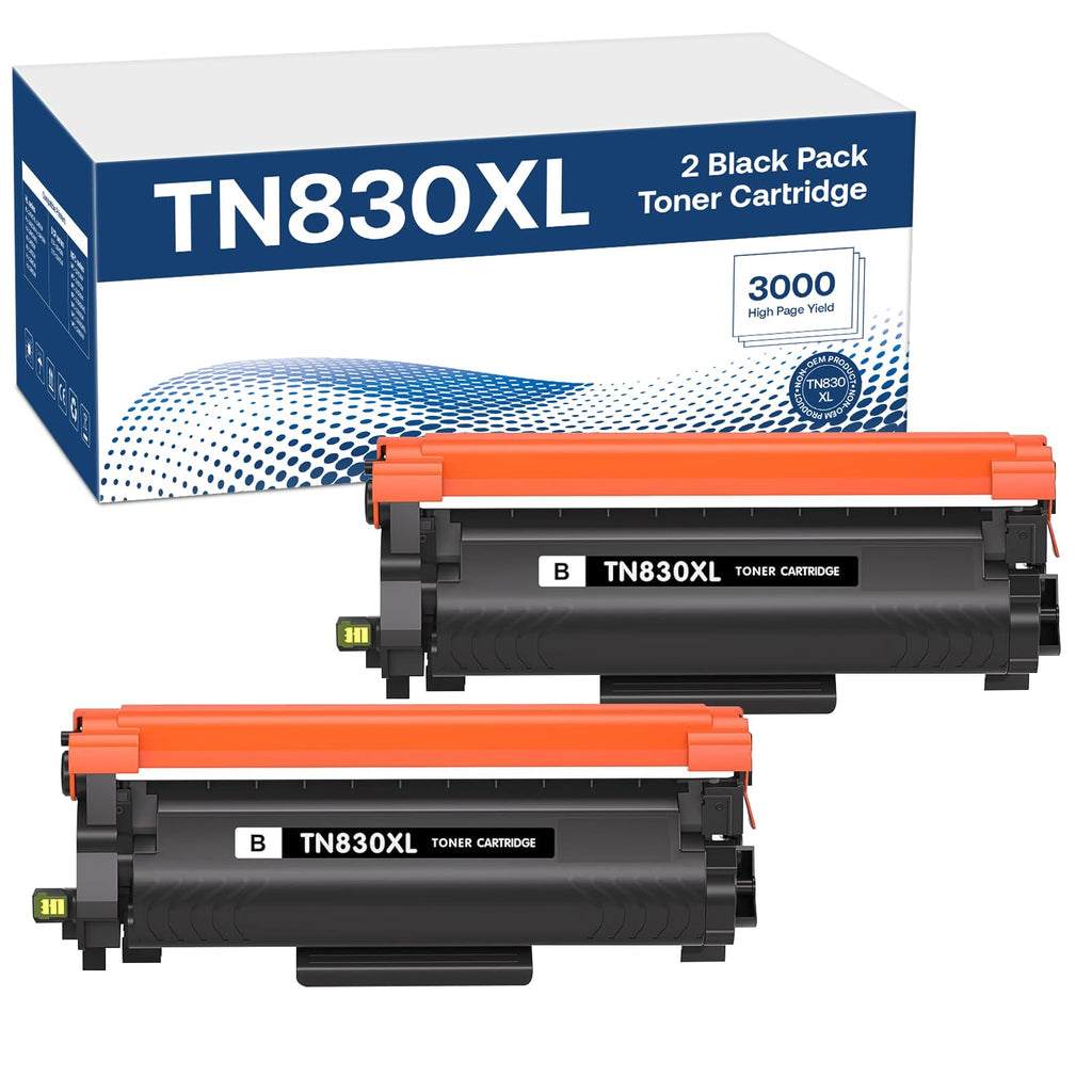 AOLIBE TN830XL Toner Cartridges Compatible for Brother TN830XL TN830 XL Toner High Yield Work with HL-L2460DW DCP-L2640DW HL-L2405W HL-L2400D HL-L2480DW MFC-L2820DW MFC-L2820DW XL (2 Black)