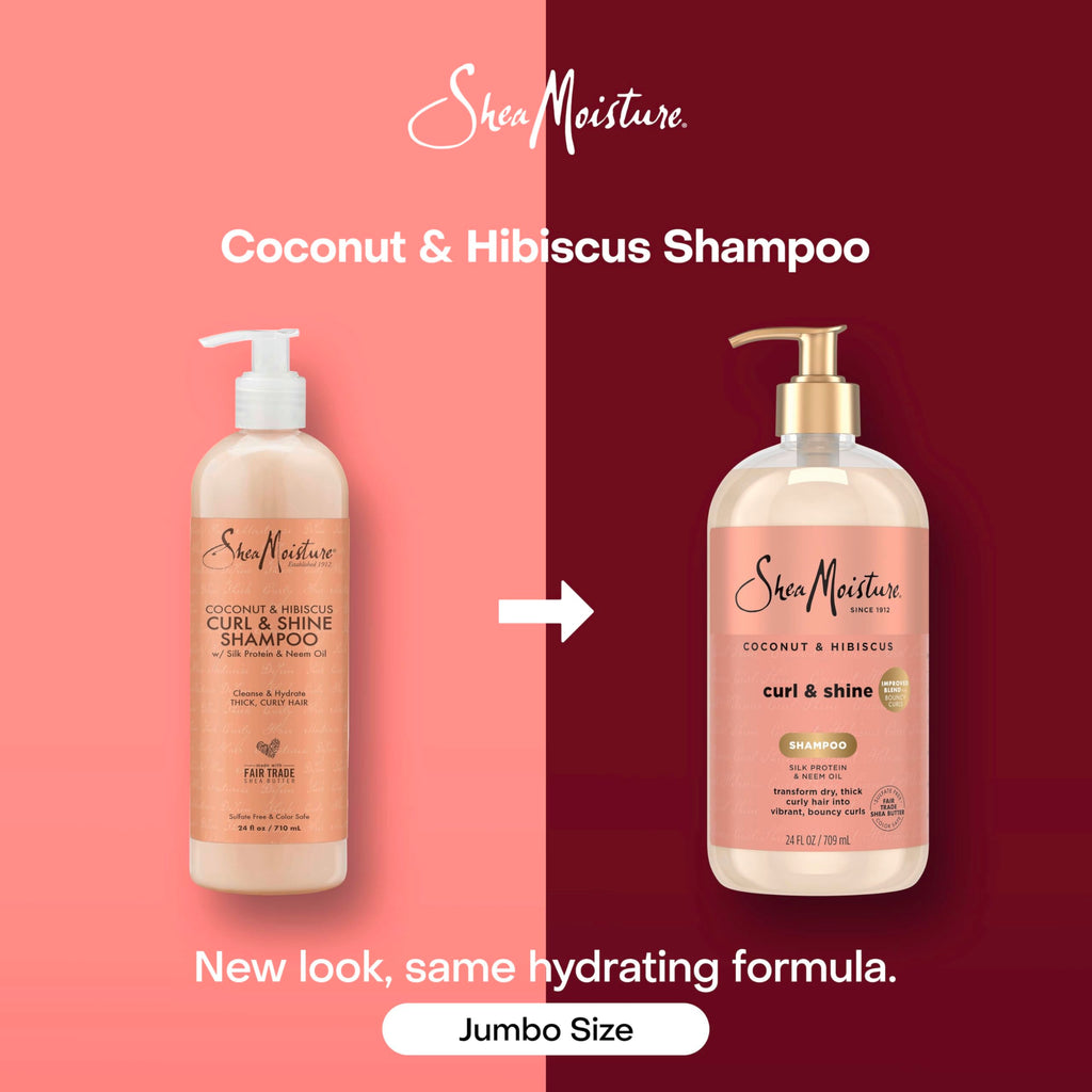 Shea Moisture Coconut & Hibiscus Shampoo for Curly Hair Hydrating 24oz | For curly hair - instantly hydrates, defines, and boosts shine with Coconut Oil, Neem Oil, and Silk Protein.
