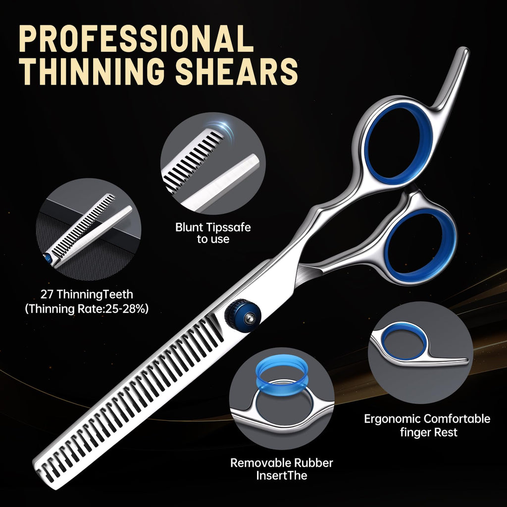 YUQGAOP Hair Cutting Scissors Set, Professional Stainless Cutting Hair Scissors, Barber Hair Cutting Scissors Thinning Shears Sharp Blades Hairdresser Haircut for Women/Men/kids, LFJ1234