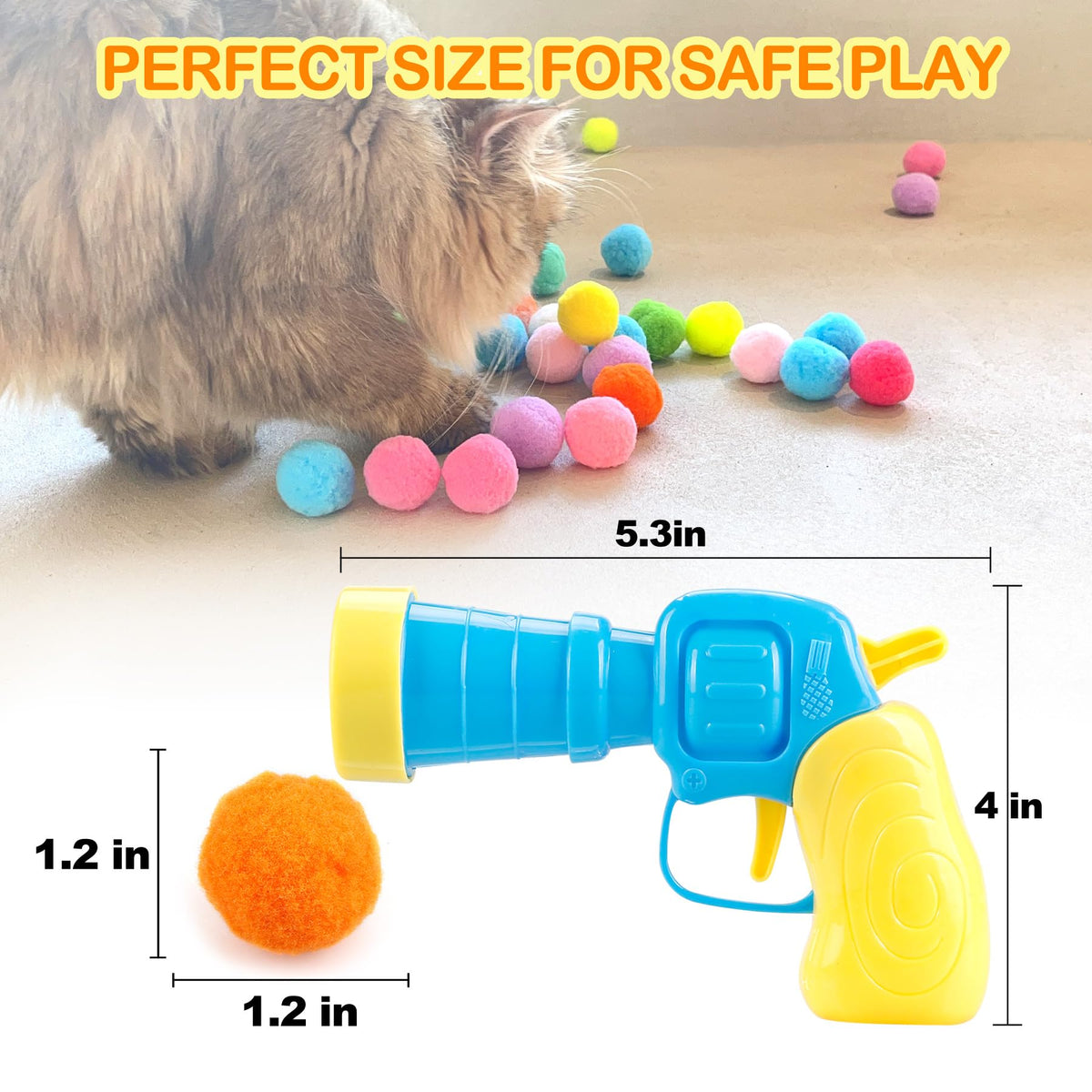 MeoHui 31Pcs Cat Ball Toy Launcher Gun, Cat Balls Fetch Cat Toys