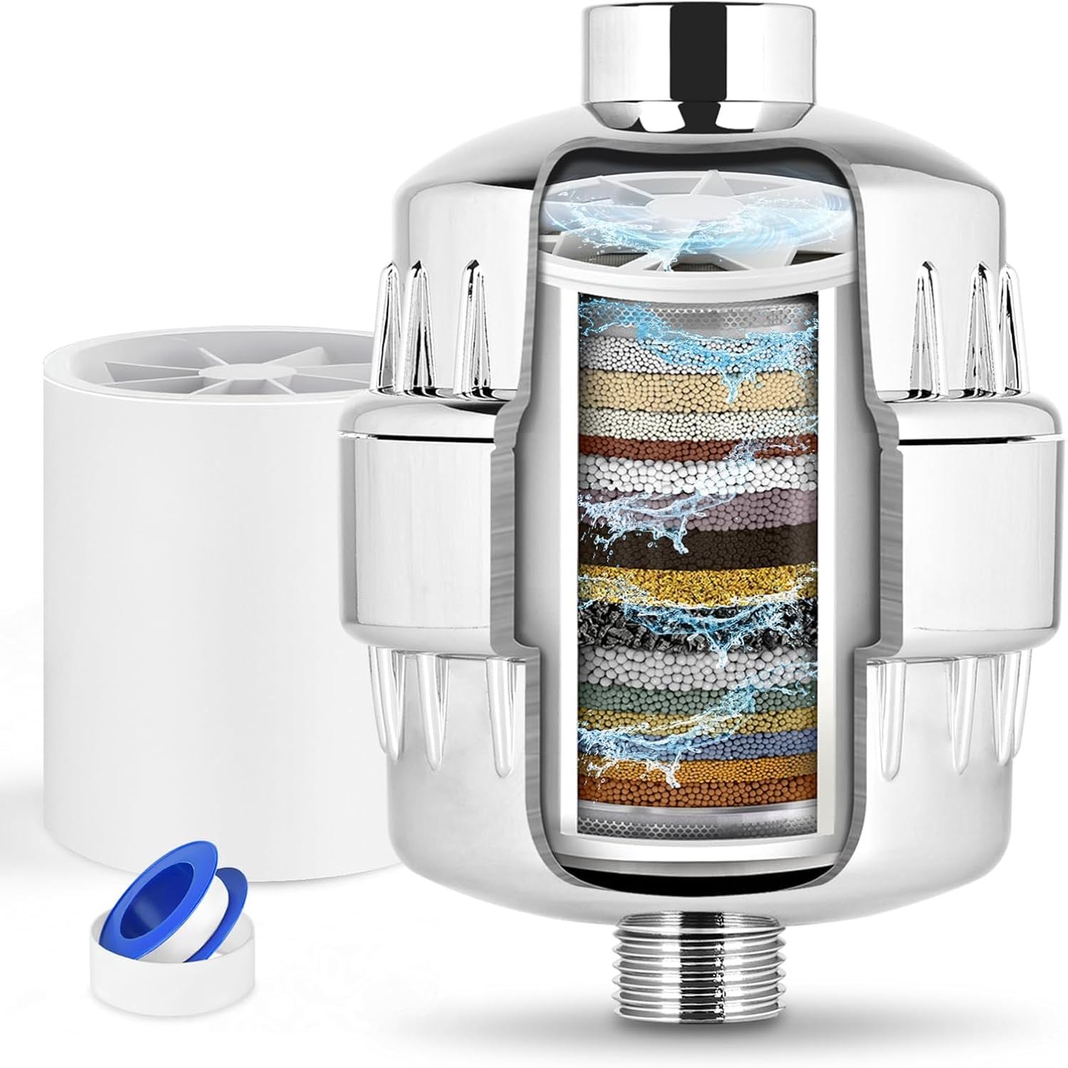 Buy now Shower Water Filter, 15 Stage Shower Head Filter for Hard Water, High Output Water Filters for Removing Chlorine and Fluoride, Improves the Condition of Your Skin, Hair and Nails - ORB 25-Stage Chrome at indiglob india