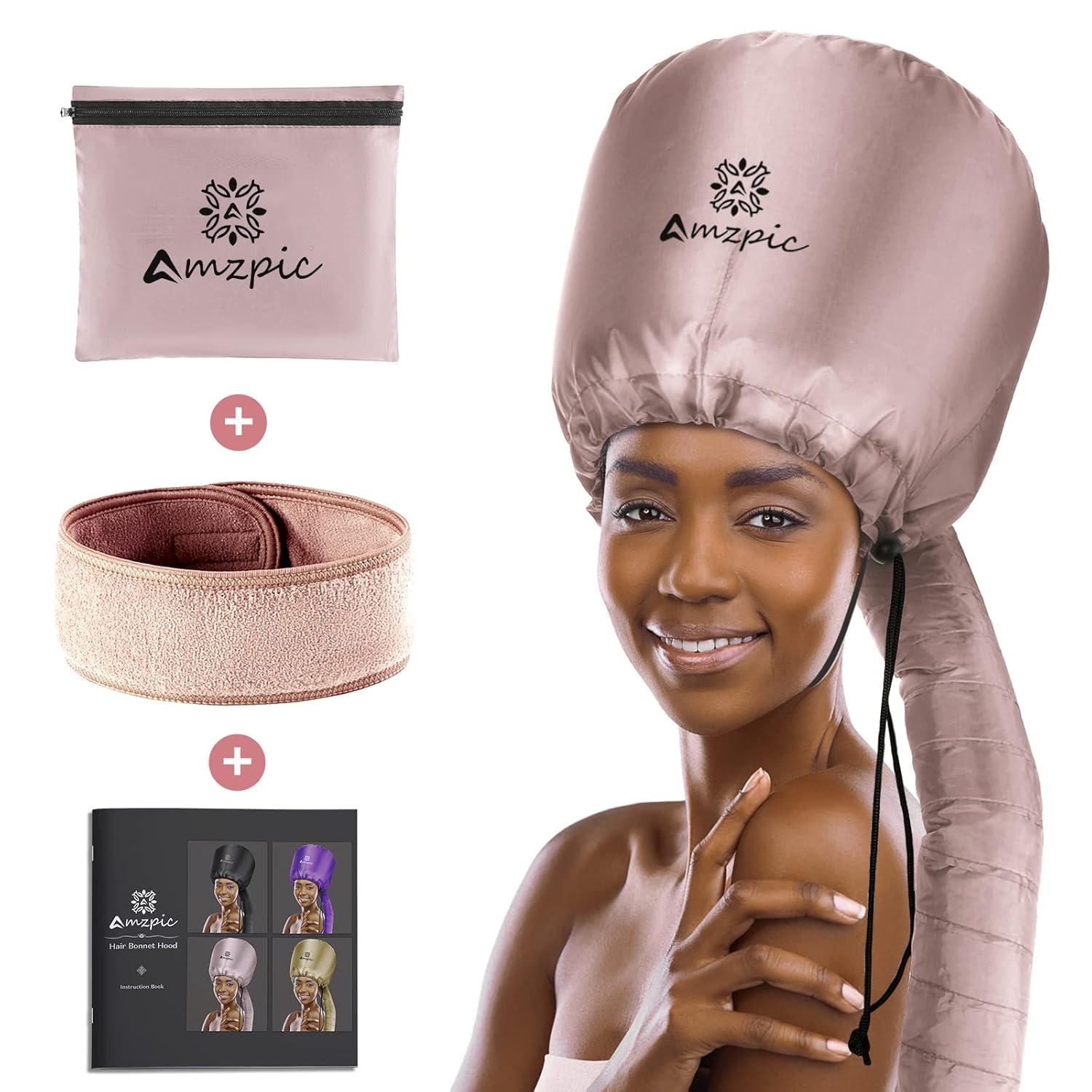 Buy now Bonnet Hood Hair Dryer Attachment - Soft, Adjustable Extra Large Bonnet Hair Dryer for Speeds Up Drying Time at Home, Easy to Use for Styling, Curling and Deep Conditioning (Black) Pink at indiglob india