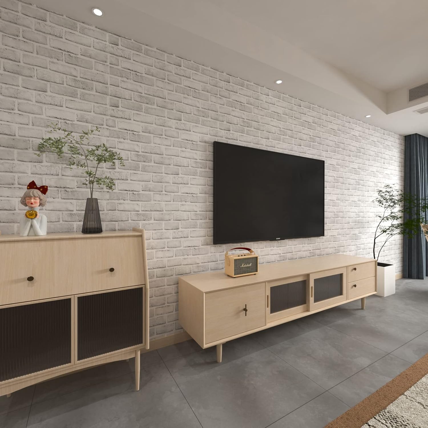 Buy now Cohoo Home Brick Wallpaper Peel and Stick Contact Paper 120inL 18inW Faux 3D Brick Contact Paper for Walls White Gray Grey Self Adhesive Removable Wallpaper Backsplash Bedroom Wall Sticky Waterproof at indiglob india
