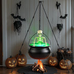 Halloween Decorations Outdoor Witch Cauldron Tripod with Fog Maker & Skull