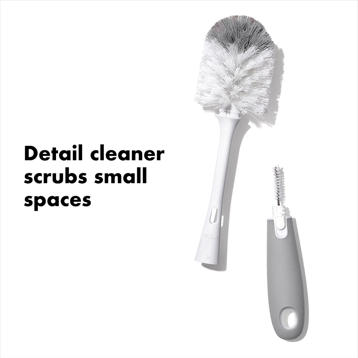 OXO Tot Baby Bottle Brush with Nipple Cleaner and Stand, Gray 2-Pack