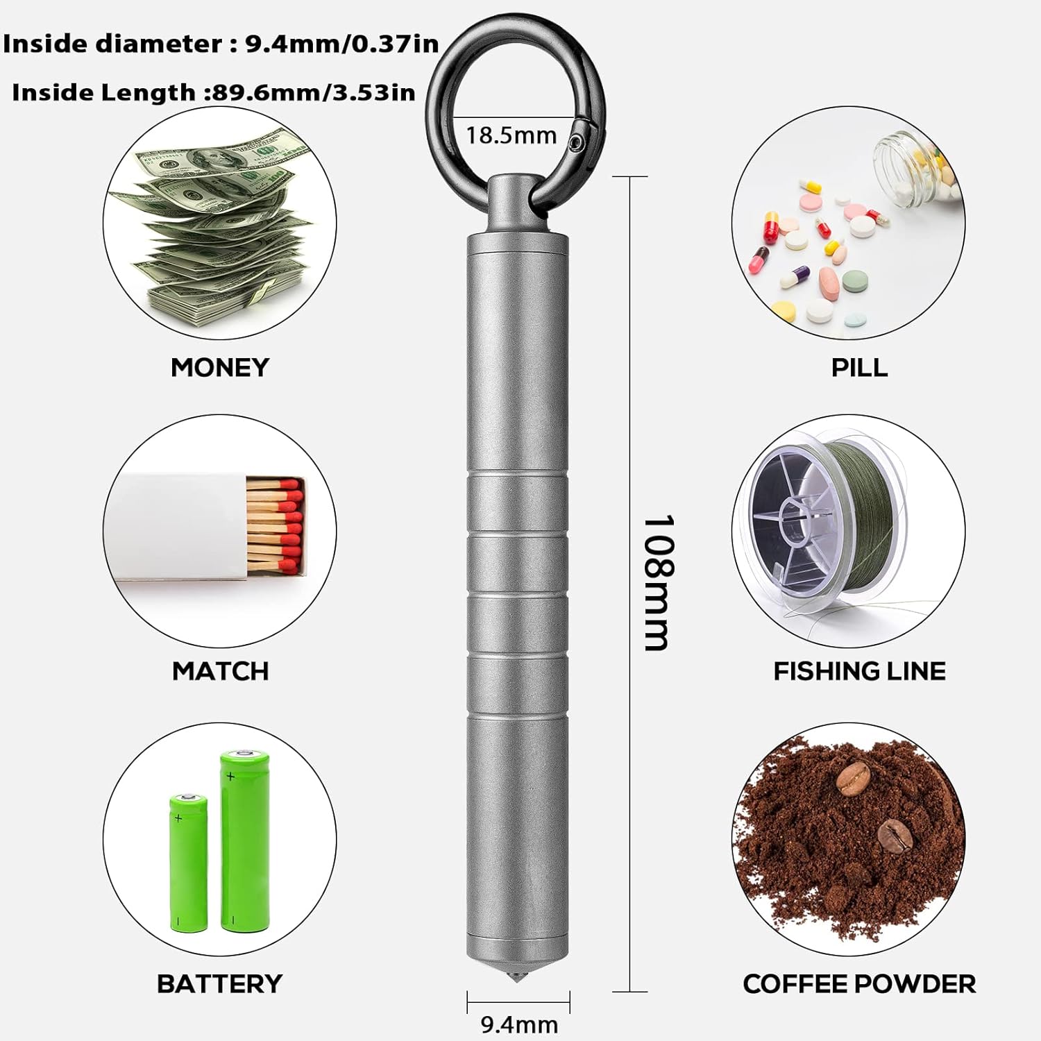 Buy now TISUR Small Travel Pill Box,Titanium Keychain Pill Holder Pill Case,Vitamin Organizer Metal Storage Pill Bottle Tube Container Multitool EDC Every Day Carry for Men at indiglob india