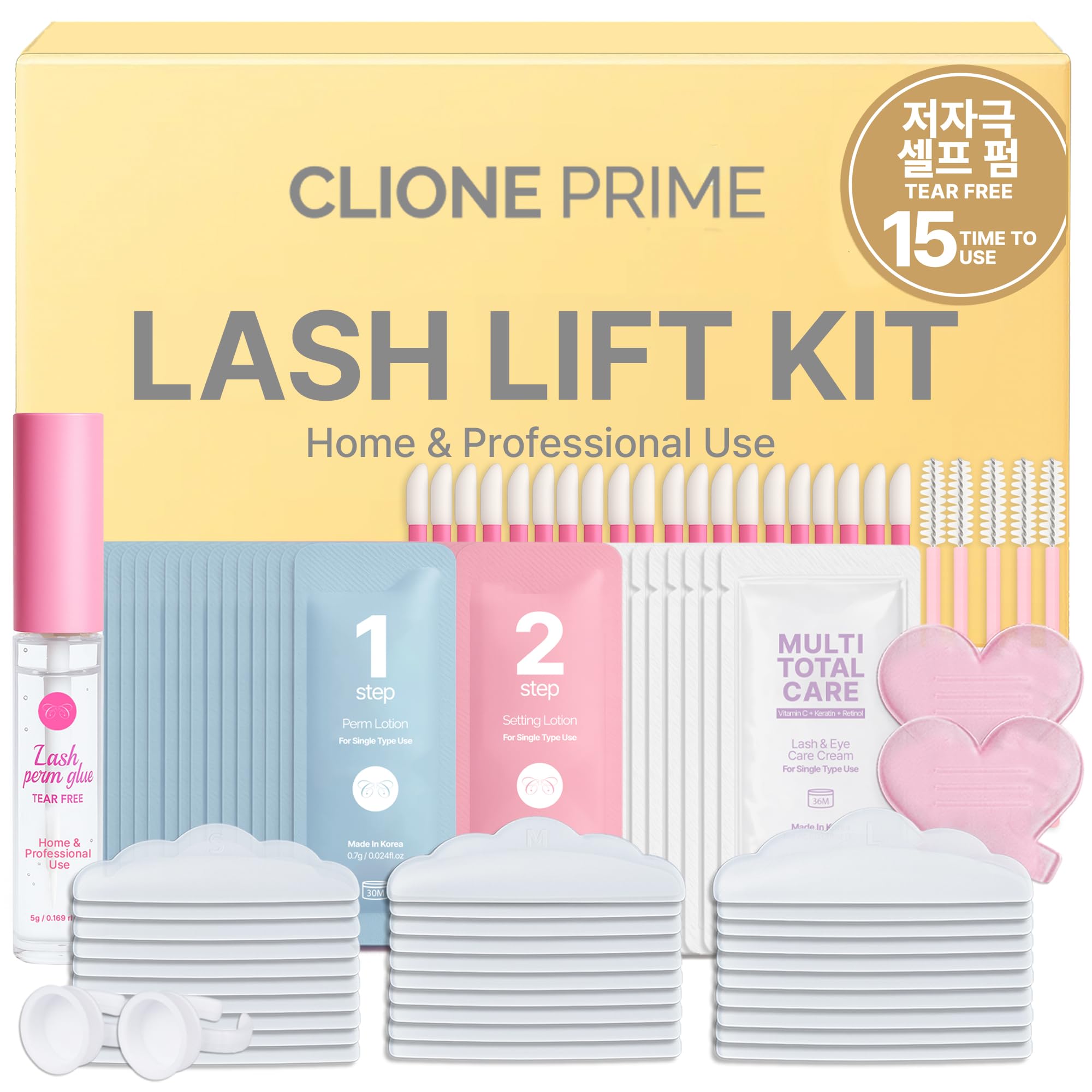 Korean Lash Lift Kit - 5 Sets At Home Eyelash Perm Kit with Upgraded Glue, Eyelash Lift, DIY Lash Perm Easy for Beginner & Professional, Semi Permanent Perming Wave Suitable For Salon & Home