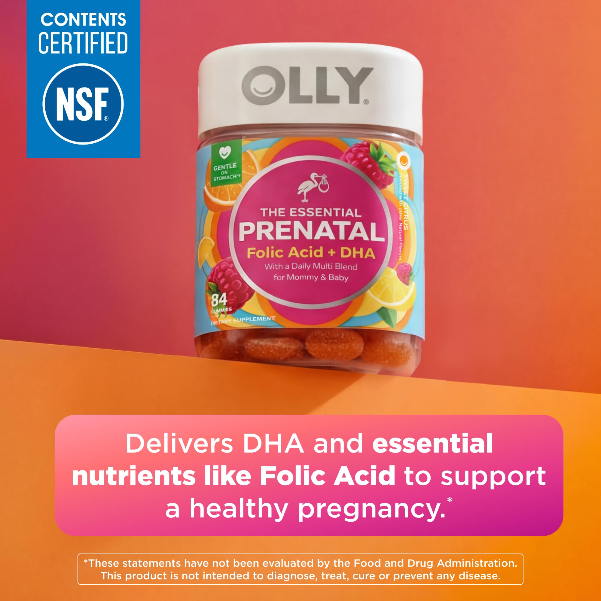 OLLY Prenatal Multivitamin Gummy, Daily Blend for Mommy & Baby - 84 Count