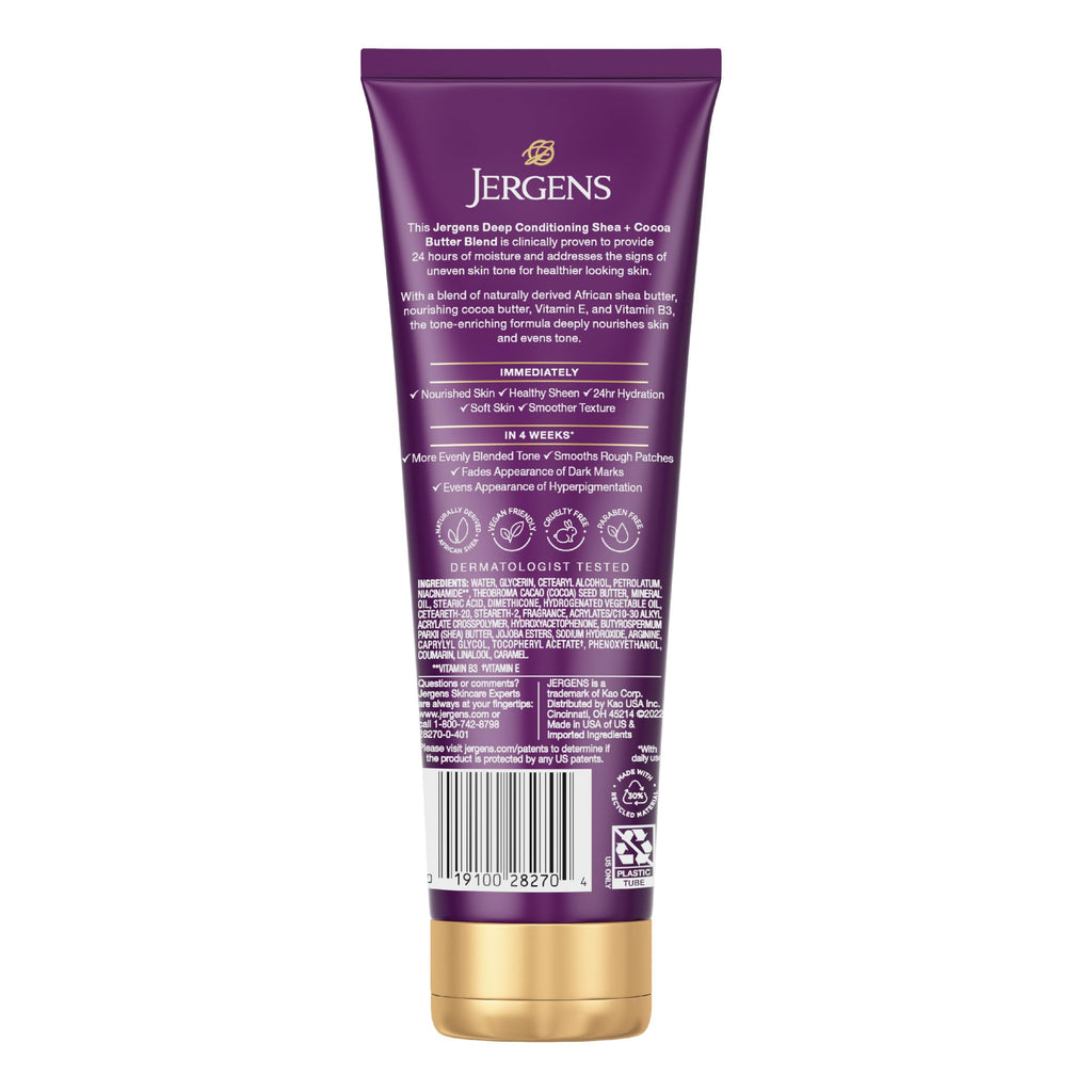 Jergens Shea and Cocoa Whipped Body Butter Lotion, Tone Enriching Hand And Body Lotion for Dry Skin, with Vitamins B3 & E, 8.5 Oz | Whipped Body Butter, Vitamins E & B3, Hydrates Deeply, Evens Skin Tone, Soft Smooth Feel