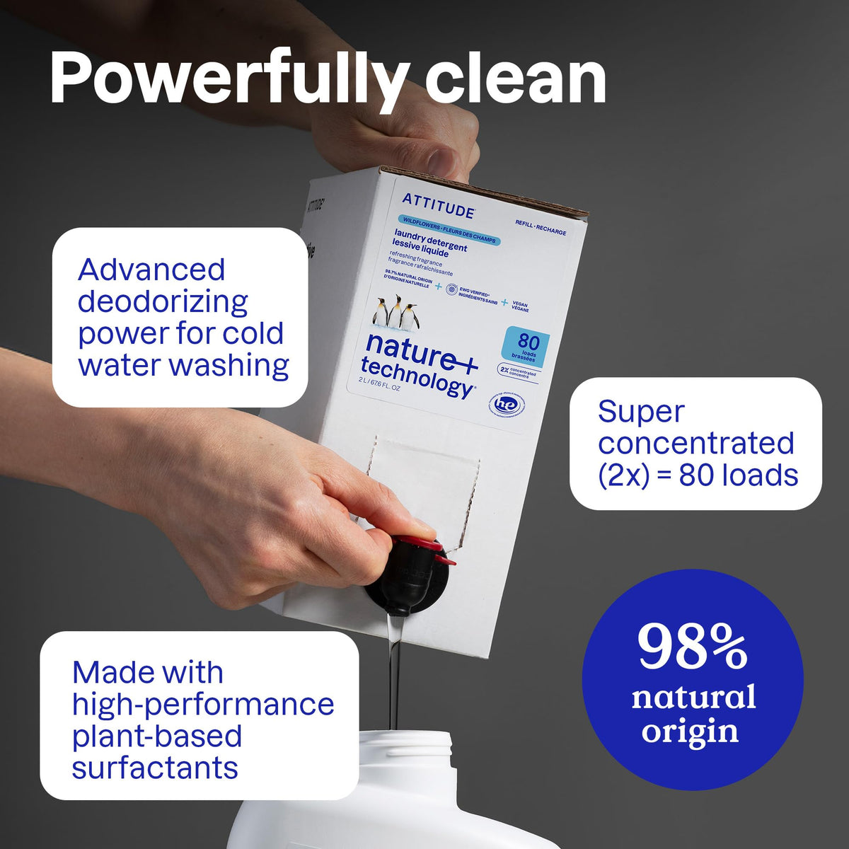 ATTITUDE 2X Concentrated Laundry Detergent, Citrus Zest, 80 Loads