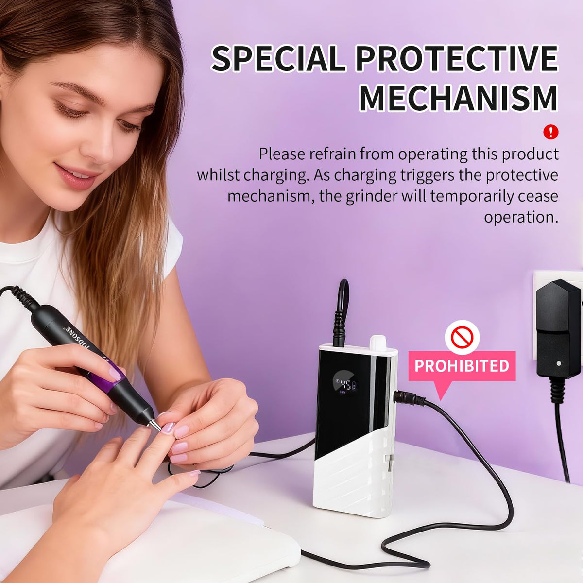 JODSONE Professional Nail Drill 45000 RPM Rechargeable Nail File for Nail Gel Removal Low Noise Portable for Home and Salon