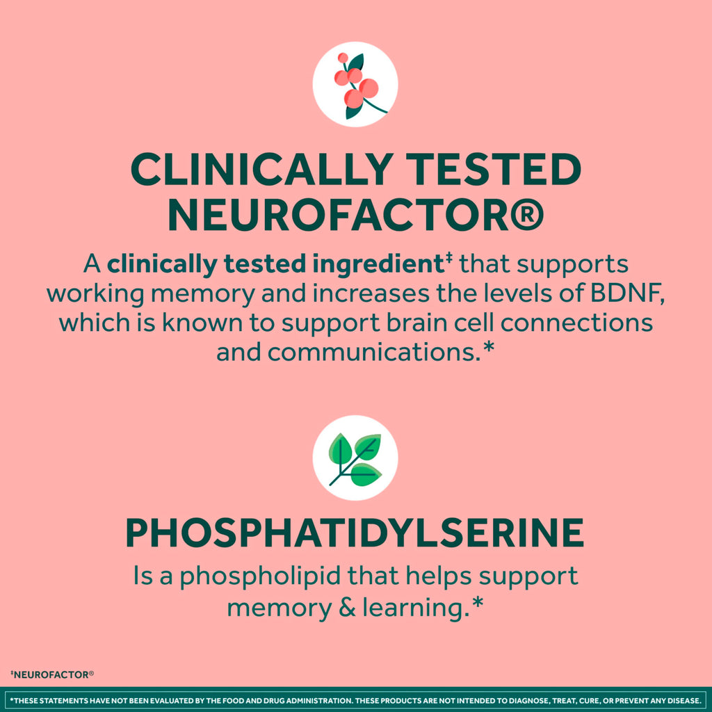NEURIVA Original Brain Supplements - 28 Count Capsules | Brain Supplements for Memory and Focus, Phosphatidylserine, Neurofactor, Decaffeinated Nootropic, Clinically Tested