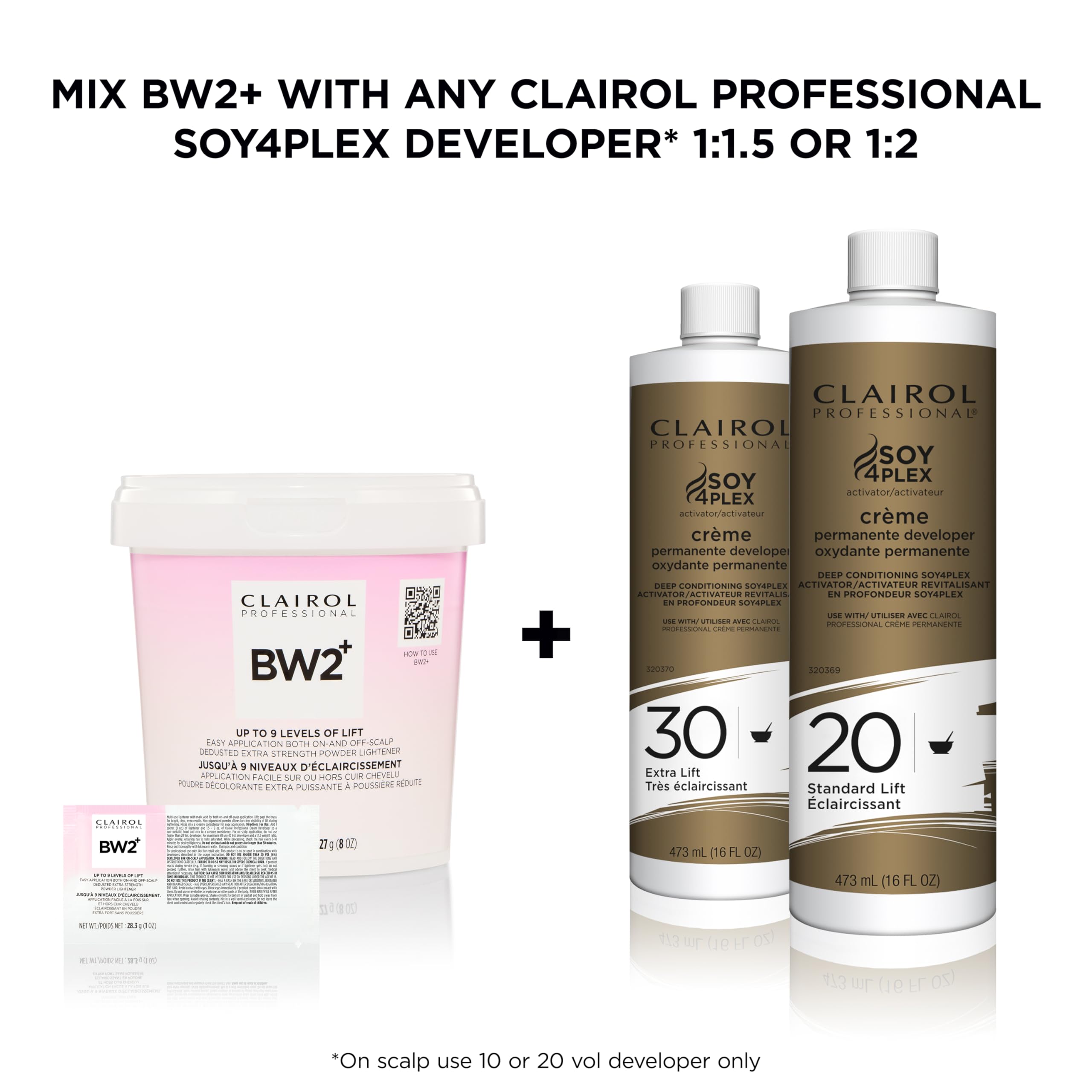 Clairol Professional BW2+ Extra Strength Powder Lightener | Up to 9 Levels of Lift for Hair Highlights & Lightening