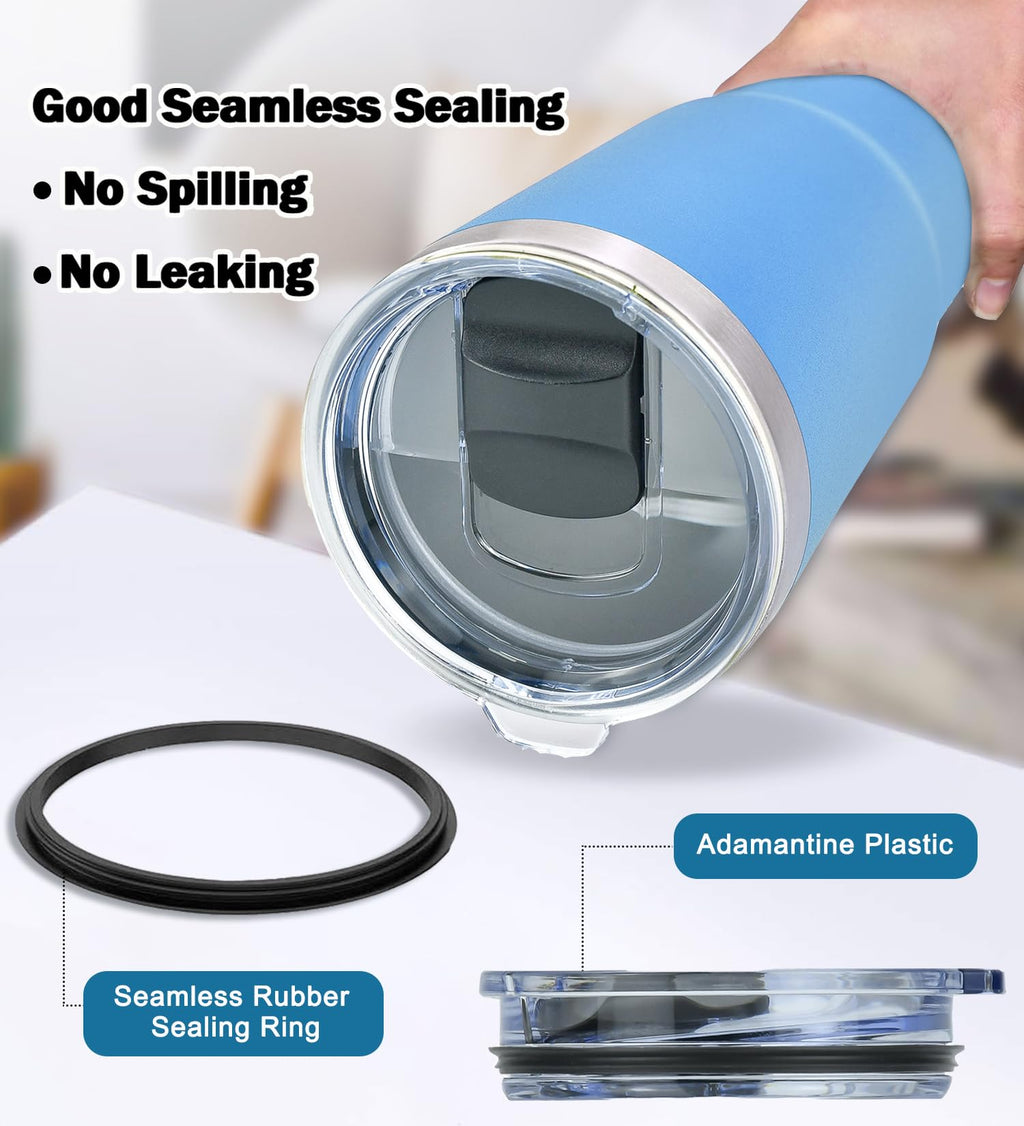 3 Inch Tumbler Lid Replacement Compatible with Swig 12oz / 14oz Wine Tumbler & Other Tumbler with Approx. 3 Inch / 75-76 mm Cup Opening - Spill Proof Clear Lid for Stemless Wine Cup
