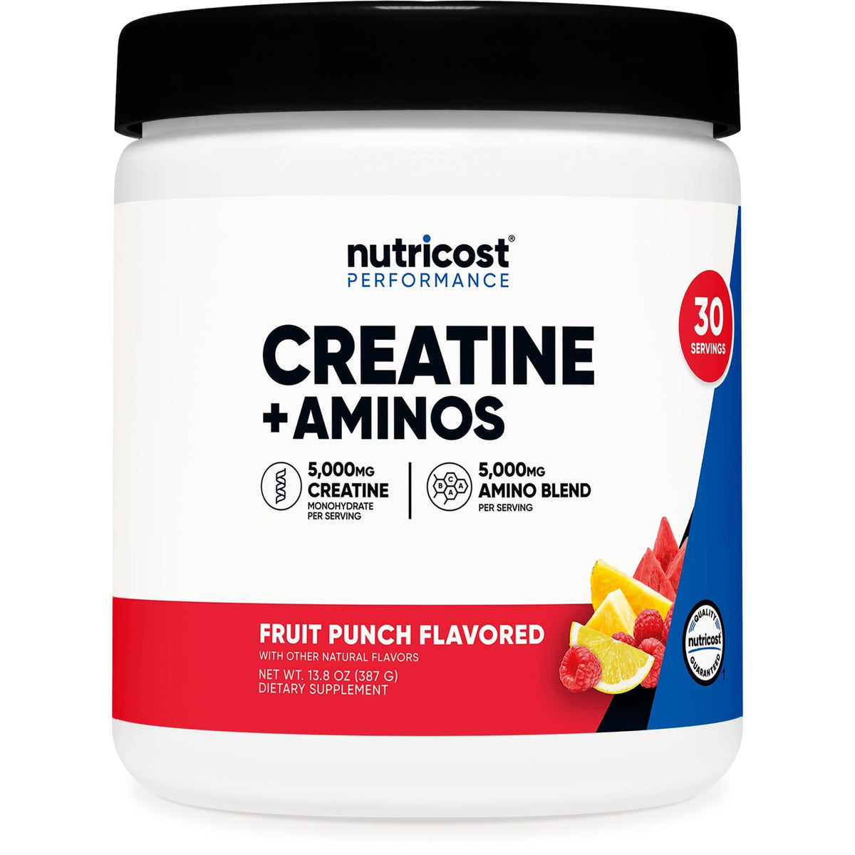 Nutricost Creatine + Aminos BCAA Blend (Fruit Punch Flavored) 30 Servings