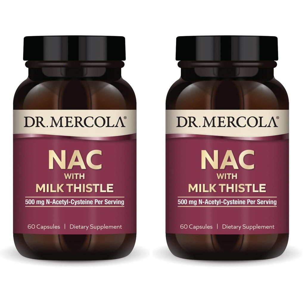 Dr. Mercola NAC with Milk Thistle, 500 mg, 60 Capsules (30 Servings) | Supports Normal Detoxification, Liver, and Cellular Health with Milk Thistle and Broccoli Sprout, Non-GMO, Gluten-Free