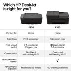 HP DeskJet 2955 Wireless All-in-One Color Inkjet Printer, Scanner, Copier, Best-for-Home, 3 Month Trial of Instant Ink Included, AI-Capable (A24HJA)