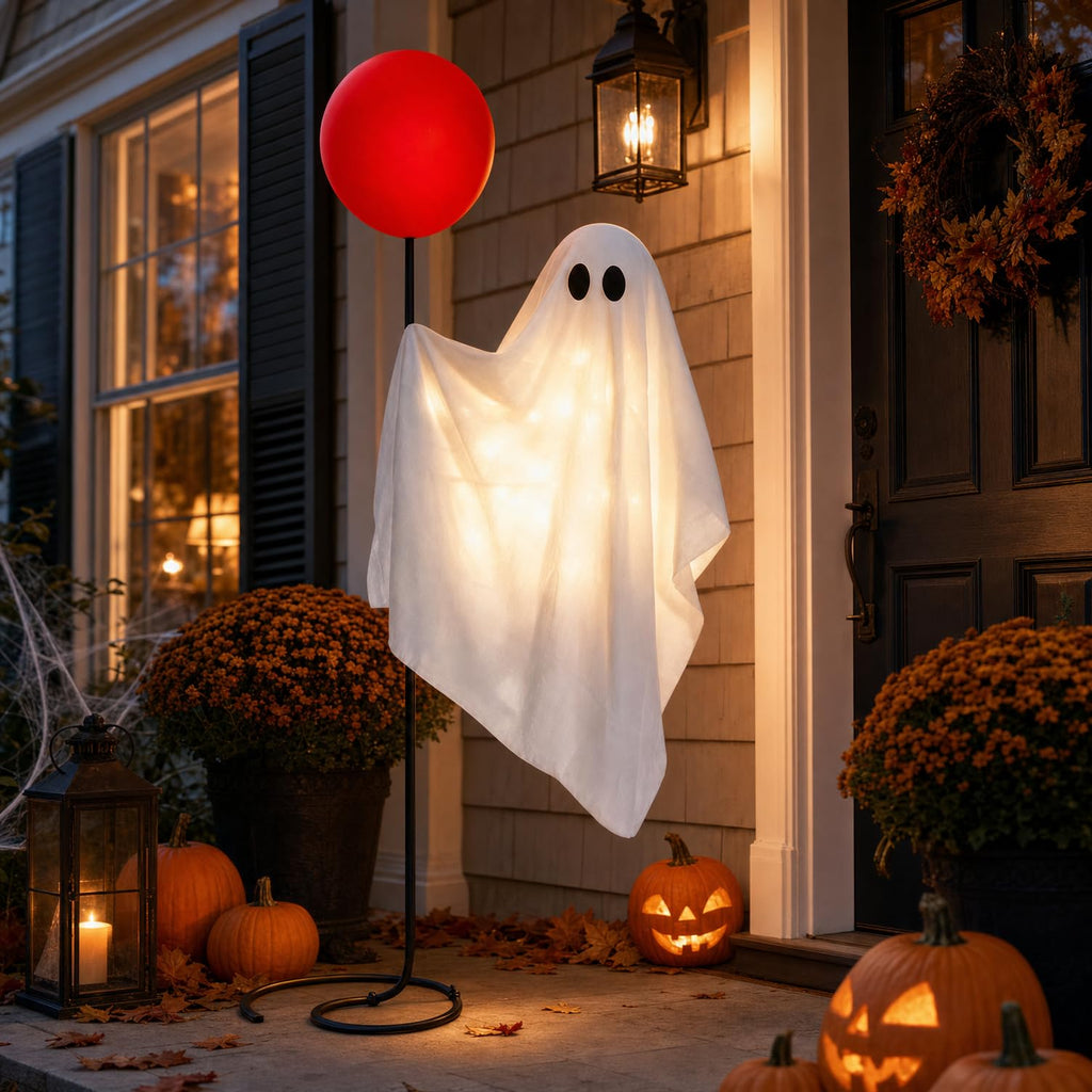 Halloween Decorations Outdoor, 6 FT Life Size Ghost with Red Balloon