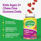 Culturelle Kids Probiotic + Veggie Fiber Gummies, Ages 3+, Berry, 60 Count | From the #1 Pediatrician-Recommended Brand± Promotes Digestive Gut Health & Immune Support* for Children, with Vitamin C