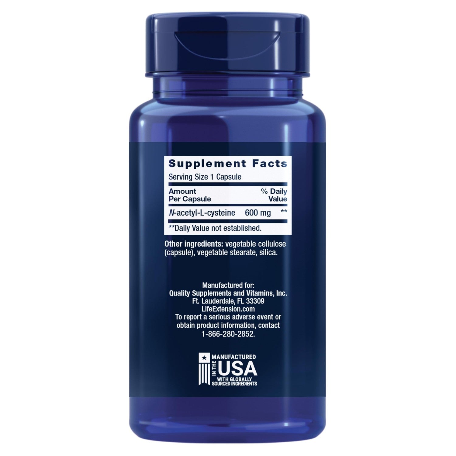 Life Extension N-Acetyl-L-Cysteine (NAC), Immune, Respiratory, Liver Health, NAC 600 mg, Potent antioxidant Support, Free-radicals, Easy to Absorb, 60 Capsules