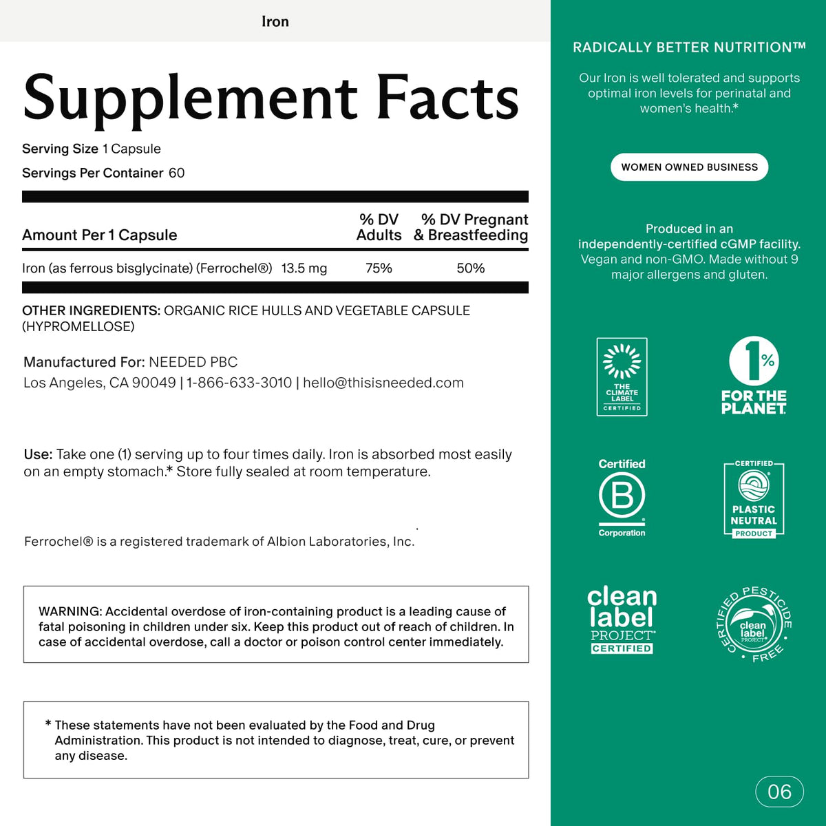 Needed. Prenatal Iron Supplement - Pregnancy, Breastfeeding, Postpartum - Aids Energy, Birth Weight & Baby's Neural Development - Non-Constipating & Gentle on Stomach - Flexible Dosing for Pregnancy