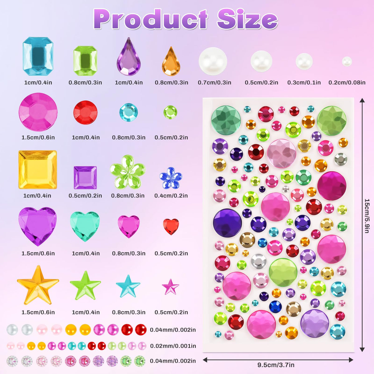 Gem Stickers, 6124Pcs Self-Adhesive Face Gems for Kids Crafts Nail Art DIY