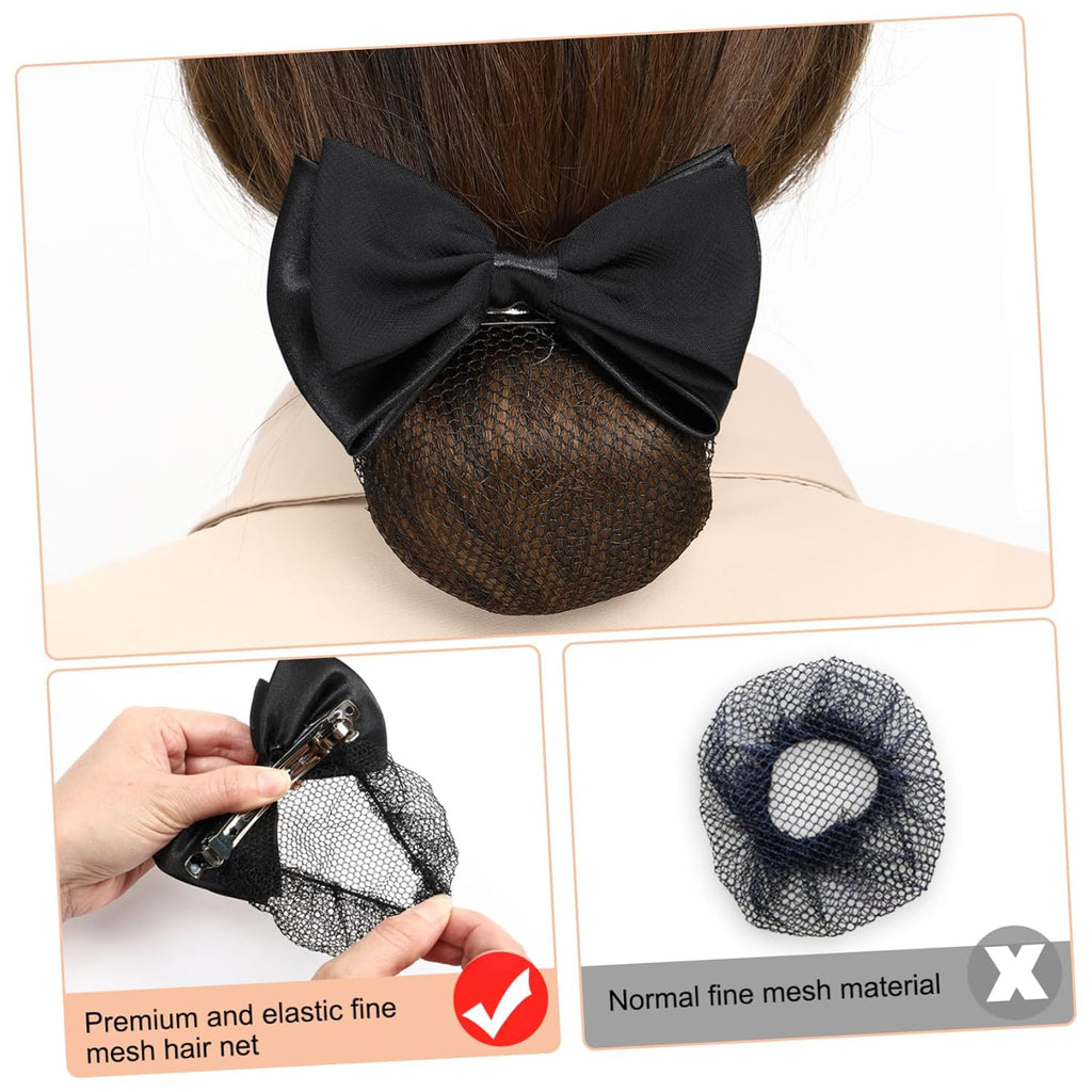 Buy now Beaupretty 2 Pieces Hair Snood Net Barrette Mesh Clip Elastic Butterfly Bun Bow Headdress for Lady Women Dance Office (Black) at indiglob india