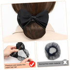 Buy now Beaupretty 2 Pieces Hair Snood Net Barrette Mesh Clip Elastic Butterfly Bun Bow Headdress for Lady Women Dance Office (Black) at indiglob india
