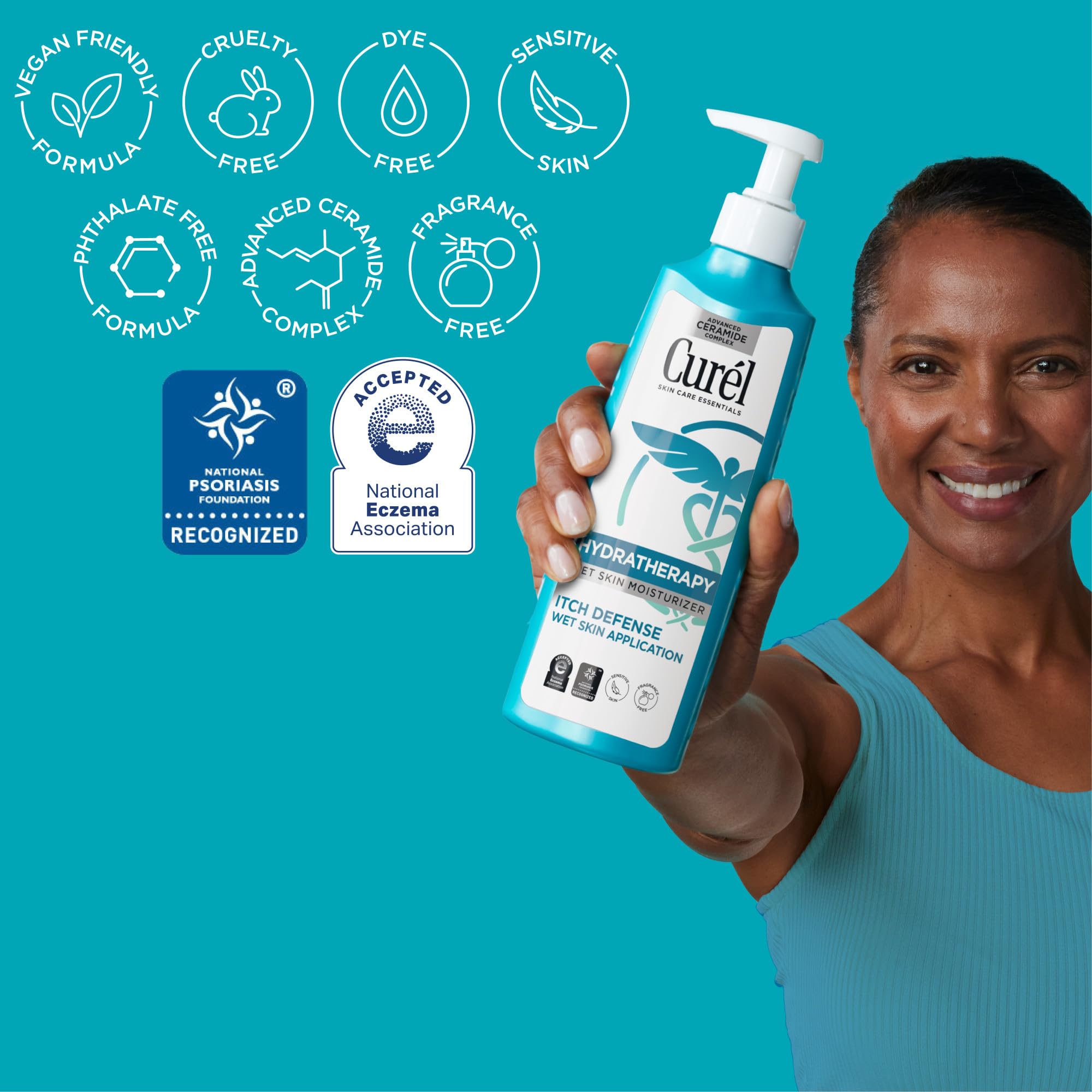 Buy now Curel Hydra Therapy, Itch Defense Moisturizer, Wet Skin Lotion, with Advanced Ceramide Complex, Vitamin E, & Oatmeal Extract, Helps to Repair Moisture Barrier, 12 Oz at indiglob india