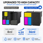 Upgraded Chip 67XL Ink Cartridges Compatible for HP 67 Ink Cartridges Black/Color Combo Pack Work with DeskJet 2855e 2827e 2800e 4255e 2755e 2700 4155e 4227e 2700e 2734e 2852e Envy 6055e 6000 Printer