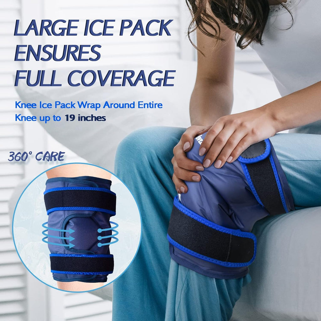 Buy now XXL Knee Ice Pack Wrap Around Entire Knee After Surgery, Reusable Gel Pack for Injuries, Large Ice Pack for Pain Relief, Swelling, Surgery, Sports Injuries, 1 Pack at indiglob india