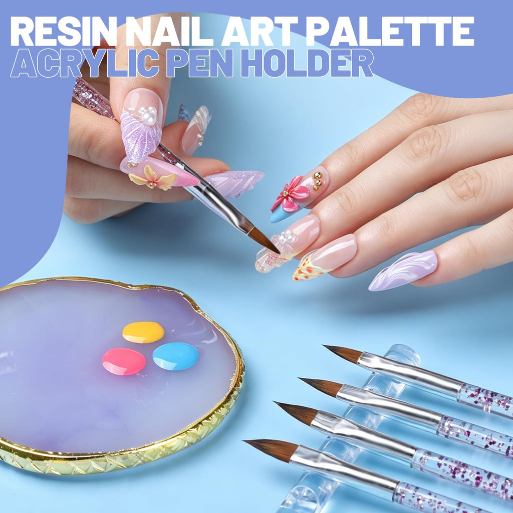 Teenitor Nail Art Tools Set, 23 Pcs Nail Art Brushes, 5 Pcs Nail Dotting Tool, 2 Set of Nail Stand, 100 Pcs Double-Sided Adhesive Tabs, Nail Art Palette, Brushes Holder, Purple