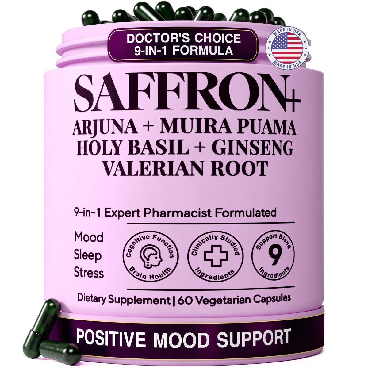 Saffron Supplements for Women & Men, 100mg Pure Saffron Extract for Mood