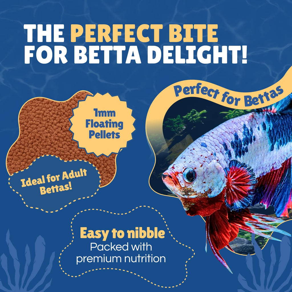 Betta Boost Pops | High-Protein Betta Fish Food Pellets Made in USA | Marine & Insect Protein | Floating & Slow-Sinking | Premium Freshwater Aquarium Fish Food 1oz
