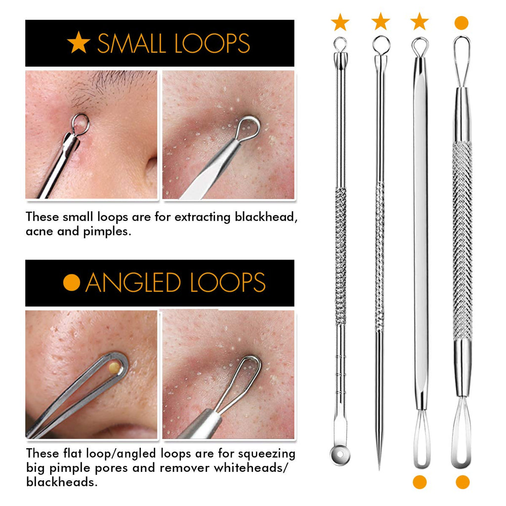 Buy now 7-Piece Blackhead Remover Kit - Pimple Comedone Extractor Tool set for Facial Acne and Treatment for Blemish, Whitehead Popping, Zit Removing for Risk Free Nose Face Skin with Metal Case at indiglob india