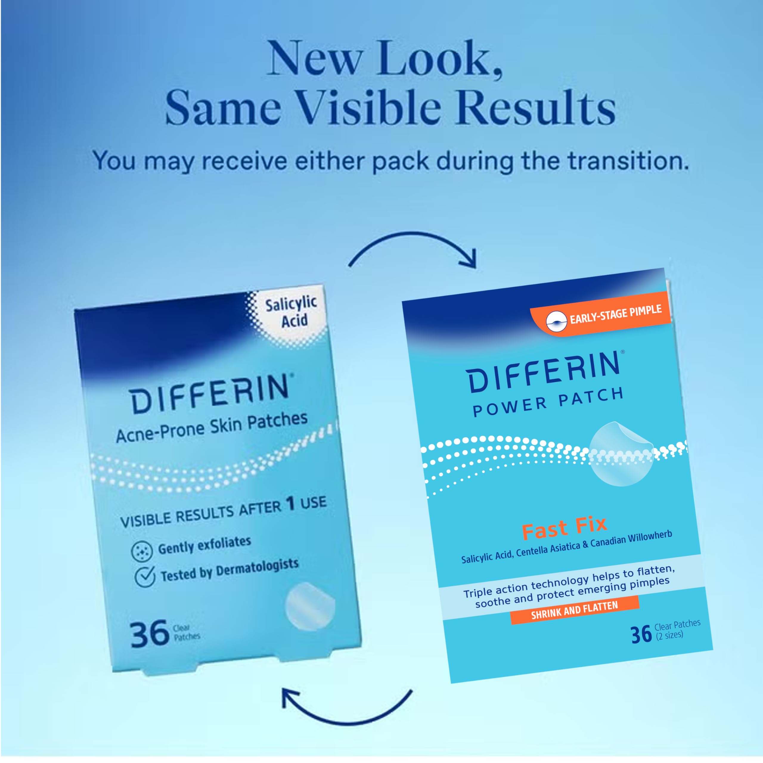 Differin Acne Treatment Pimple Patches, Salicylic Acid & Centella, 36 ct | Hydrocolloid Acne Spot Treatment, Salicylic Acid + Centella, Day & Night, Fast-Acting, Dermatologist Tested, Acne-Prone Skin