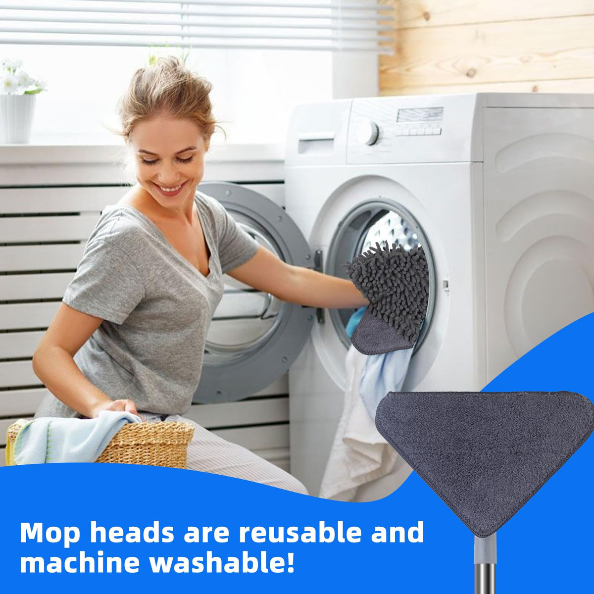 Wall Cleaner Mop, 80-Inch Handle, Baseboard Cleaner Tool, 6 Pads