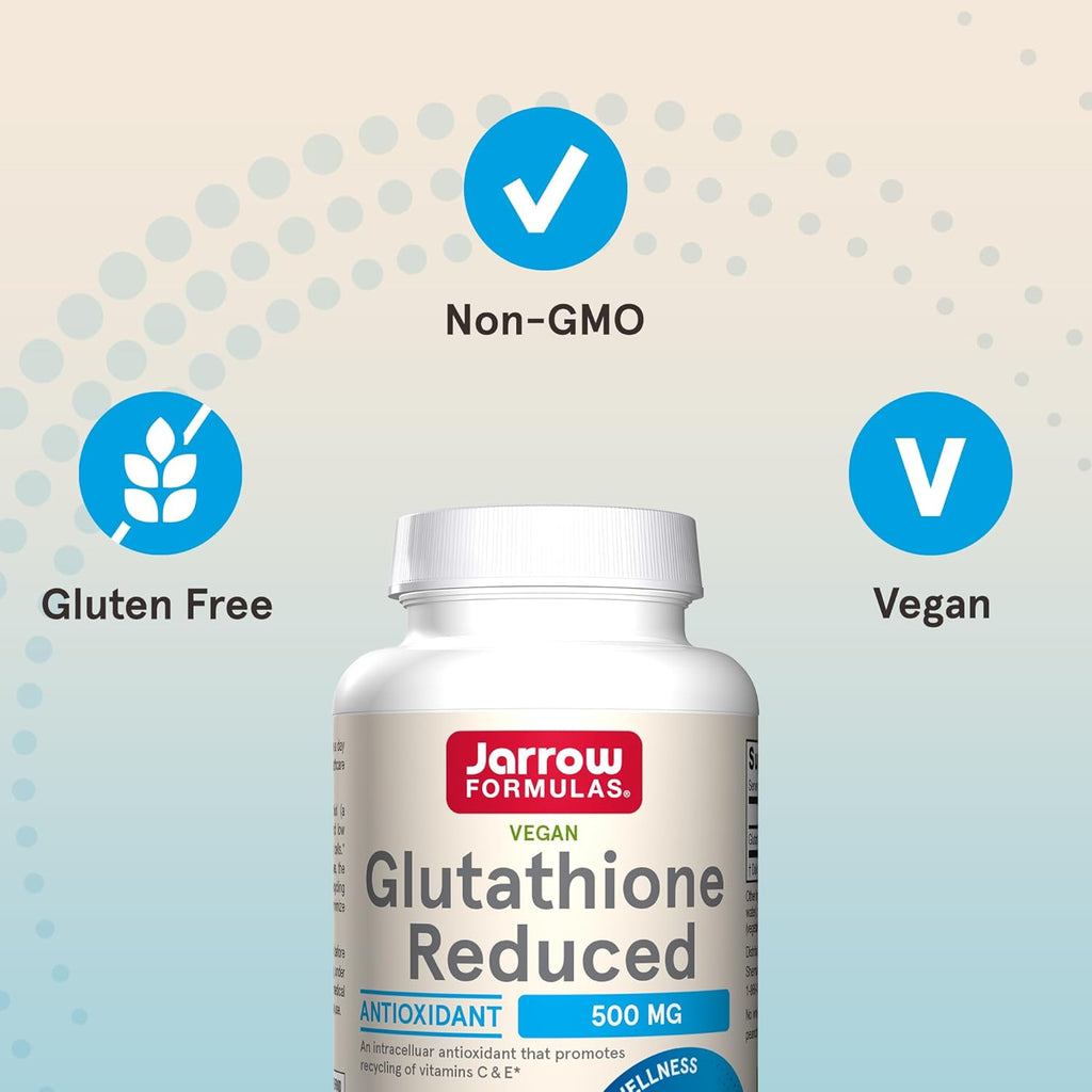 Buy now Jarrow Formulas Glutathione Reduced 500 mg - 120 Veggie Capsules - Intracellular Antioxidant - Quality Glutathione Supplements - Supports Recycling of Vitamins C & E - Non-GMO - Gluten Free - Vegan at indiglob india