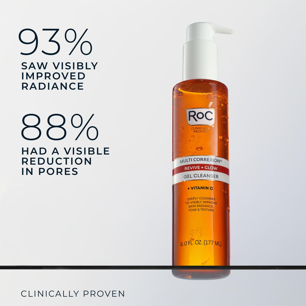 Buy now RoC Multi Correxion Revive + Glow Gel Vitamin C Cleanser, Face Wash, Facial Cleanser with Glycolic Acid, Paraben-Free, Sulfate-Free Skin Care - 6 Ounces at indiglob india